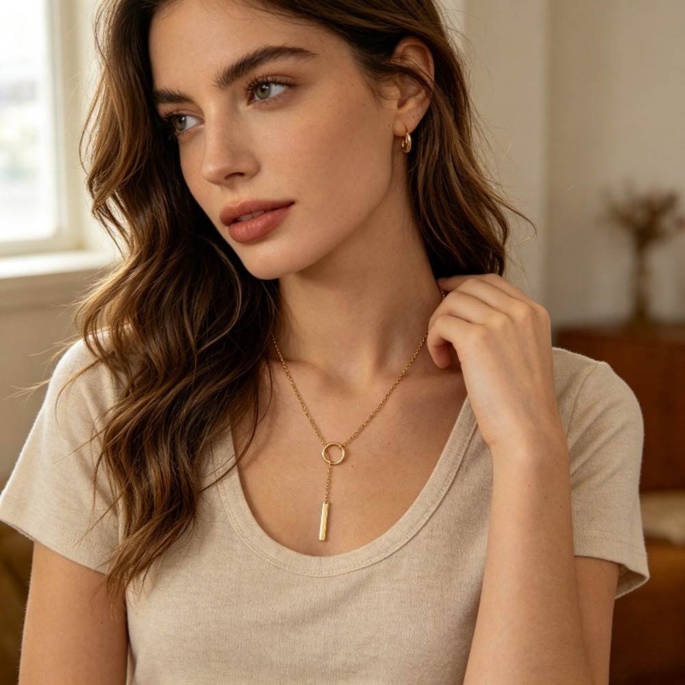 Travel Accessories As Gifts - Colar com Pingente Dourado Geométrico de