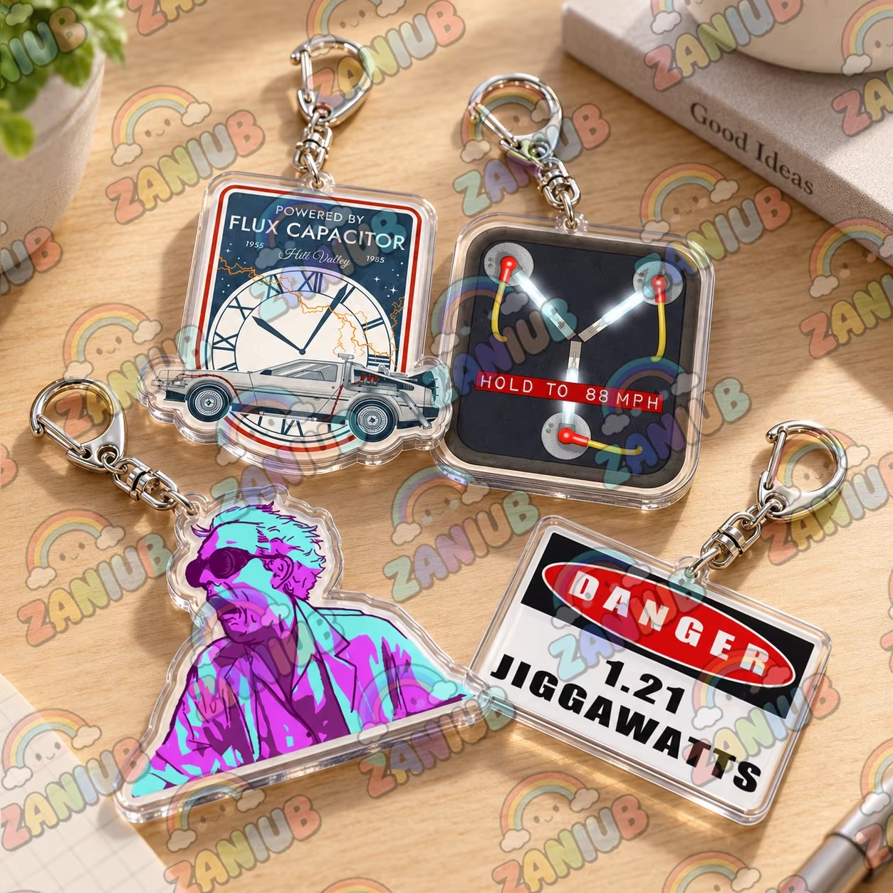 Travel Accessories Jewelry - Chaveiros Retro Delorean com Capacitor de