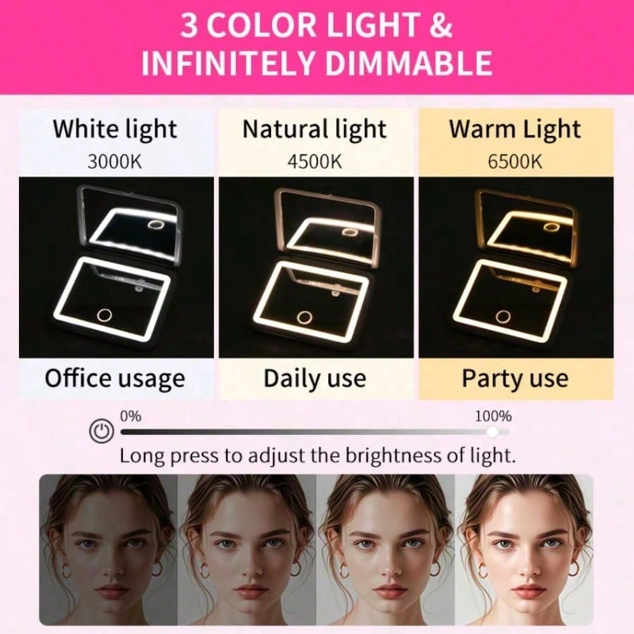 Espelho de maquiagem com LED e - Travel Accessories As Gifts avaliação e preço